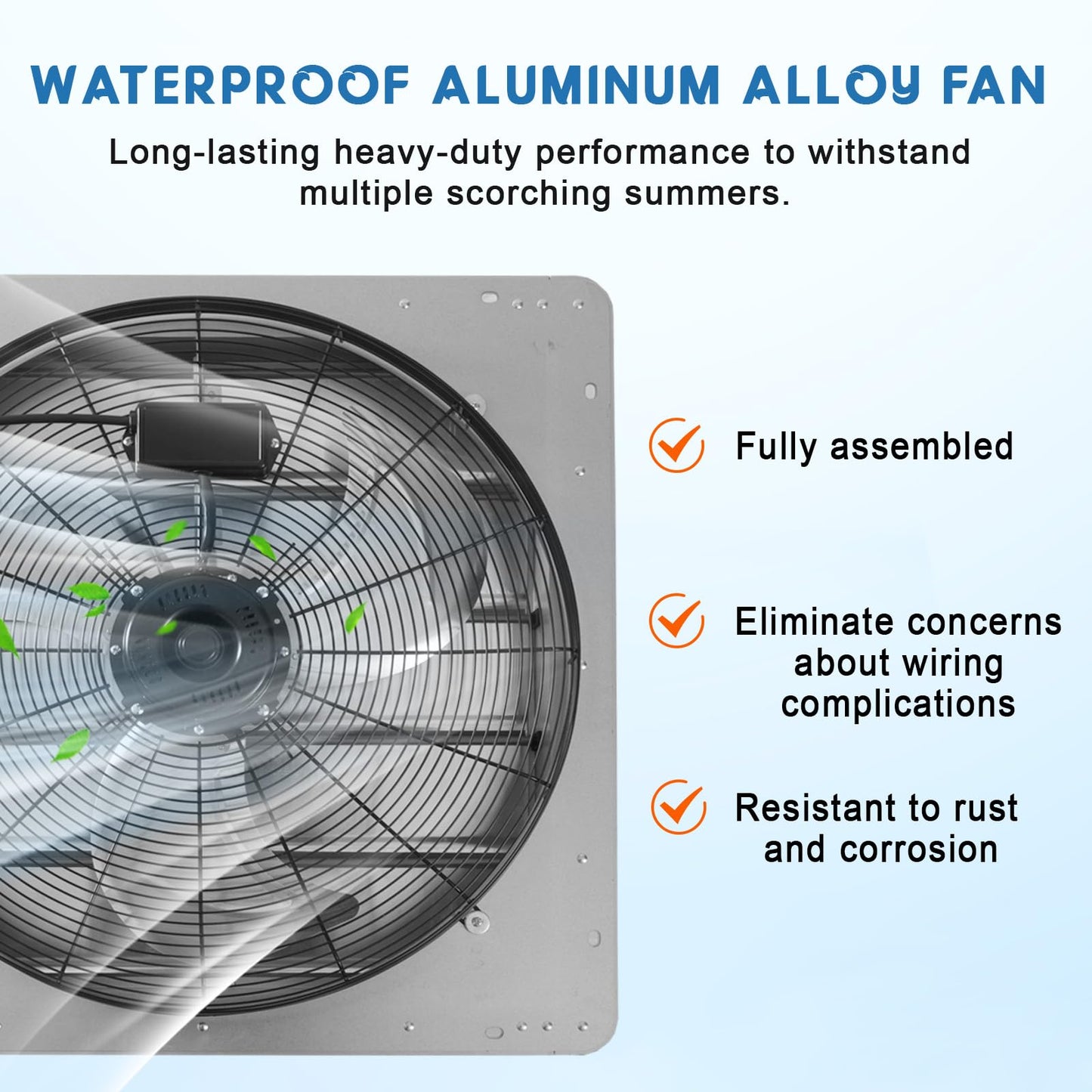 20" Wall Mounted Shutter Exhaust Fan, 3500 CFM Aluminum Blades, 1500 RPM High Speed Low Noise, Automatic Shutter Attic Fan with Exhaust and Intake for Home Attic Garage Greenhouse Shed Basement
