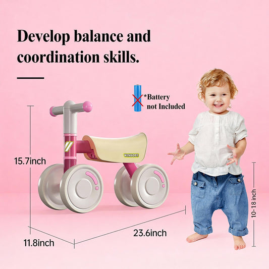 WinHope Baby Balance Bike for 1-3 Year Old Boys Girls, Silent Wheels, No Pedal 12-36 Month Toddler Balance Bike, First Birthday Gifts(Pink)