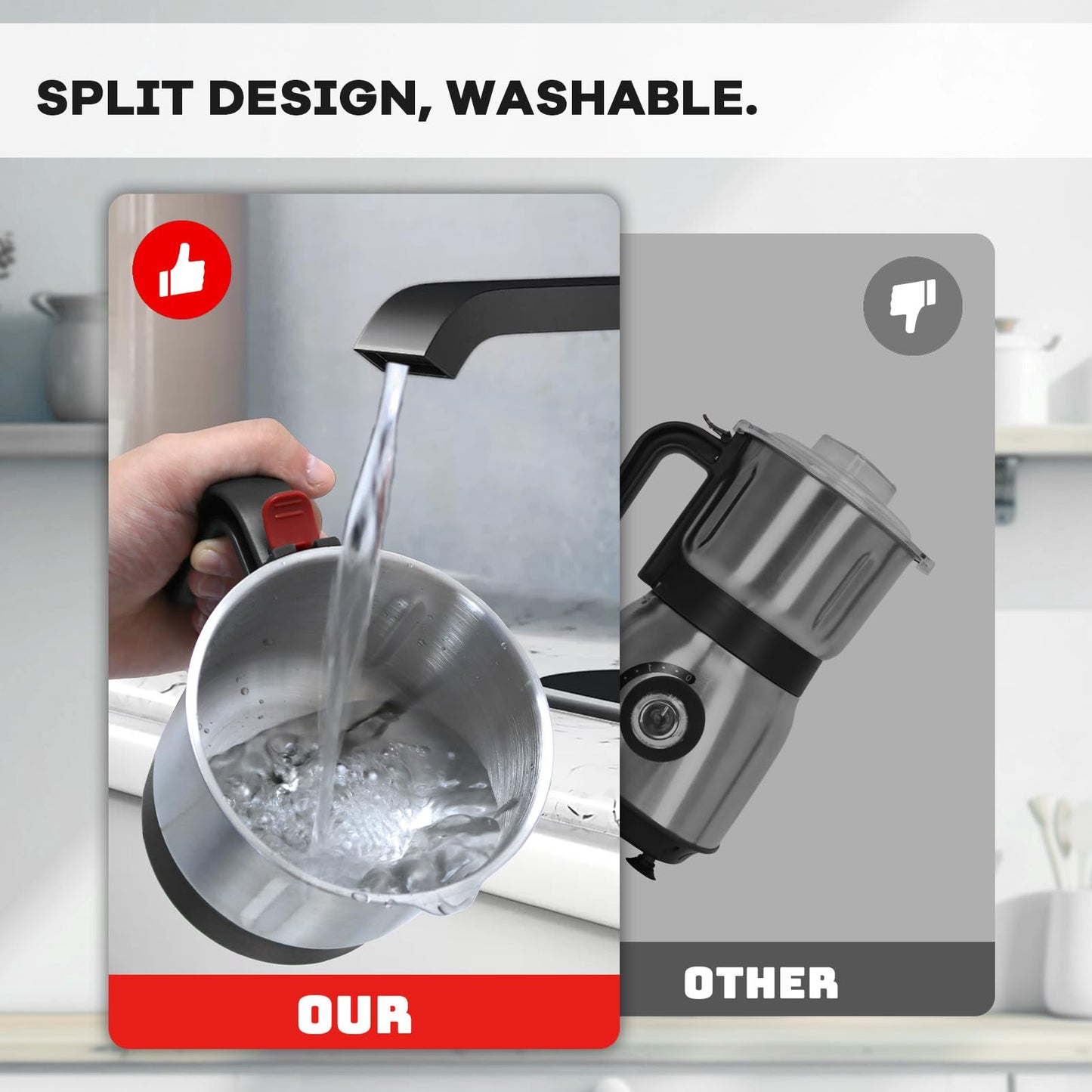 Electric Spice and Nut Grinders - 3 Stainless Steel Blades, 1 Filter, 1 Brush - 500W Grinder for Kitchen Dry Use (Black)