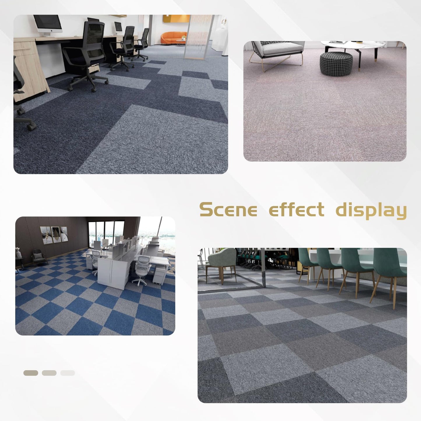 Carpet Tiles 20x20 Inch - Non-Slip Soft Square Flooring with FlexLok Tabs for Easy DIY Installation - Durable Office, Garage, Gym & Basement Floor Cover (brown16, suse 09)