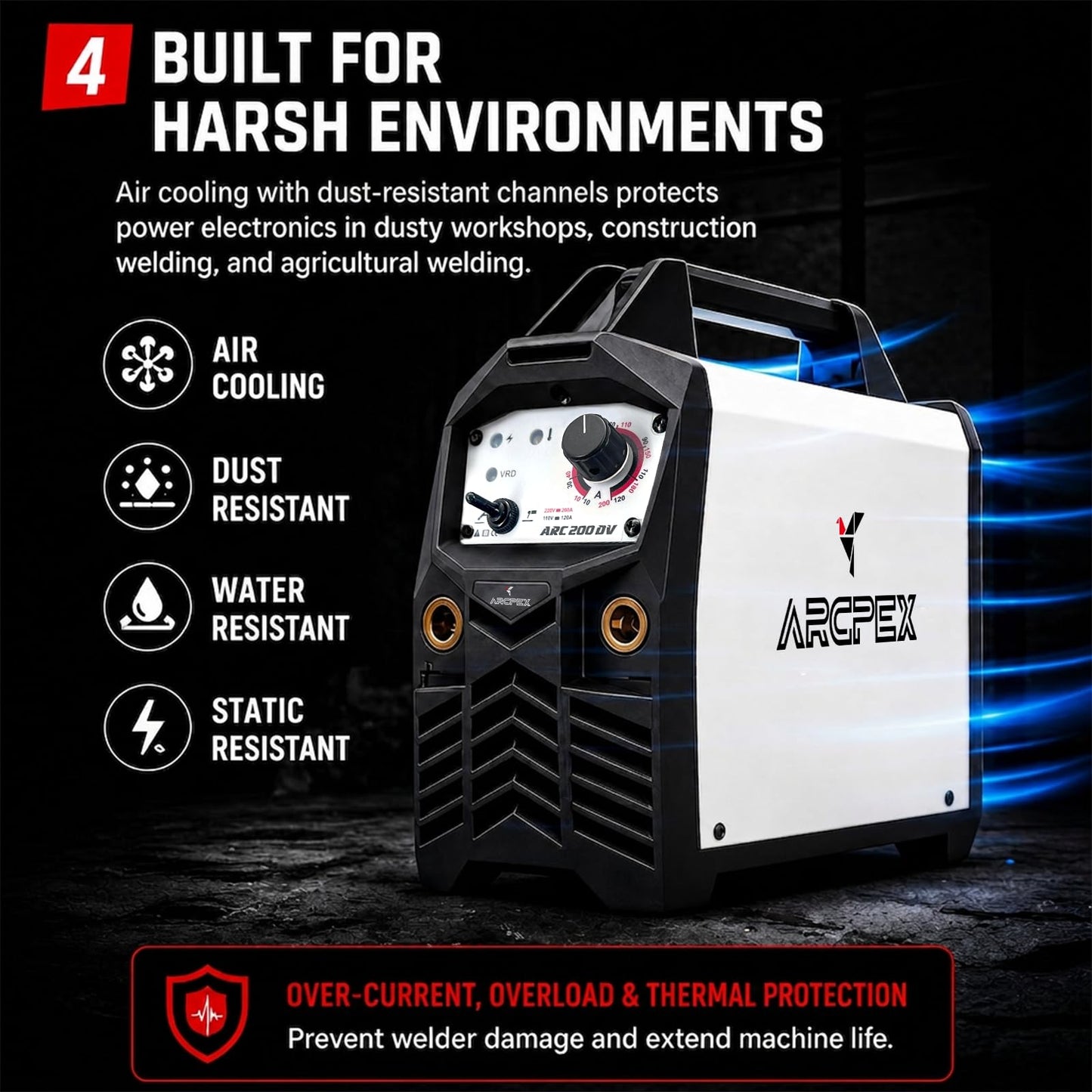 ARCPEX 200A Stick Welder 110V/220V, Mini Arc Welding Machine with 100% Pure Copper 10FT Cables, 2-in-1 Portable MMA/Lift TIG Welder for Farm Gate Repair, Truck Rack DIY, and Fence Fix