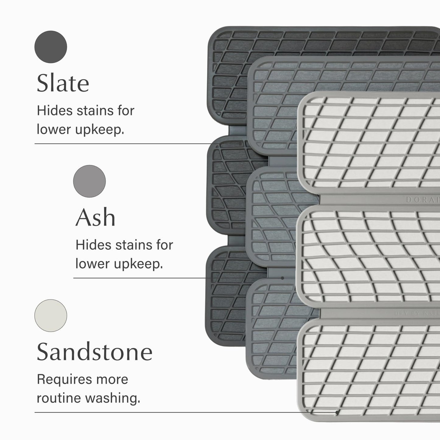 Dorai Home Dish Pad - Collapsable Stone Dish Drying Mat with Diatomaceous Earth for Quick Drying - Ultra Absorbent - Encased in Woven Silicone - Eco-Friendly, Foldable - Large 24.6" x 16.5", Slate
