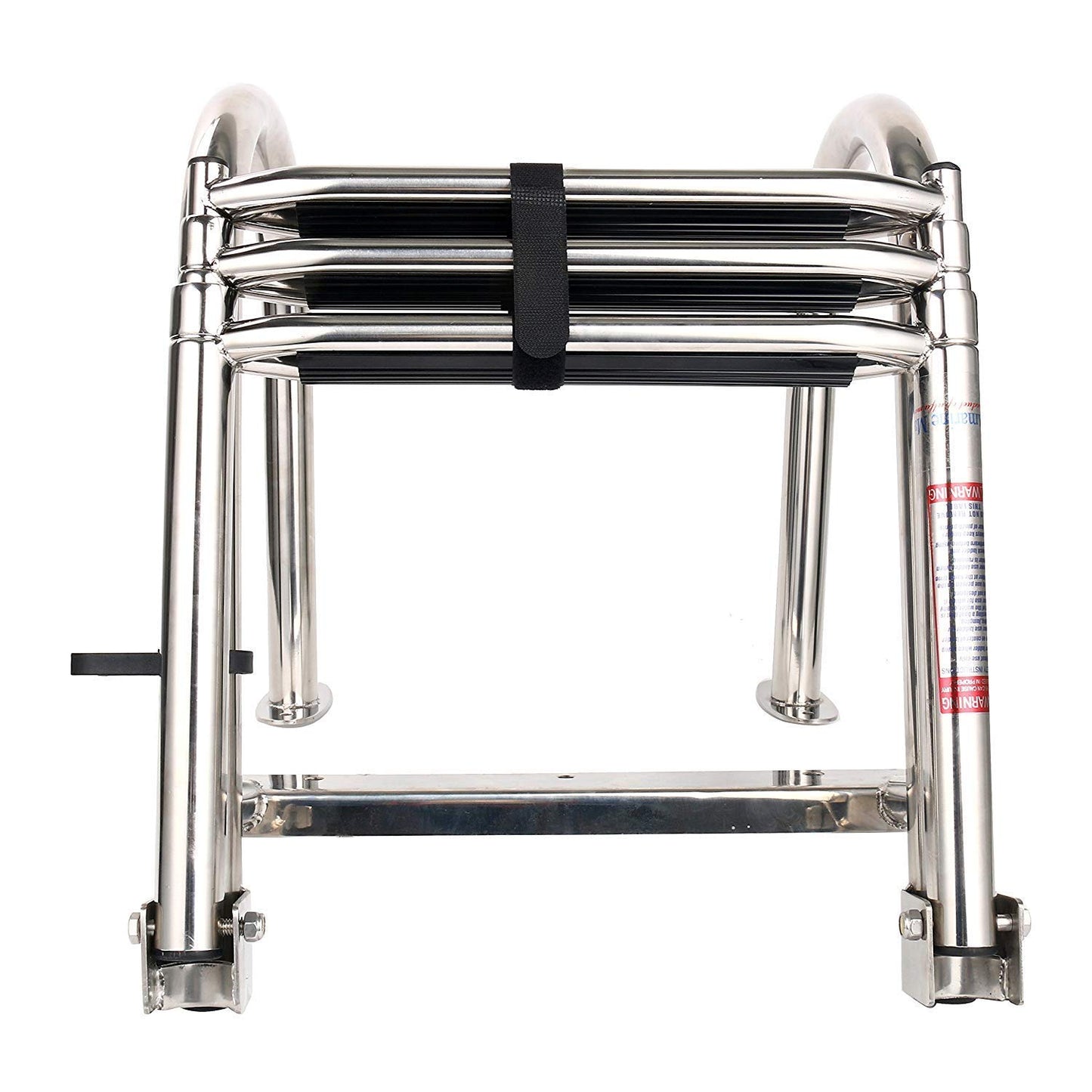 Amarine Made Boat Ladder, 3 Step Premium Stainless Folding Rear Entry Pontoon Boat Ladder w/Extra Wide Step
