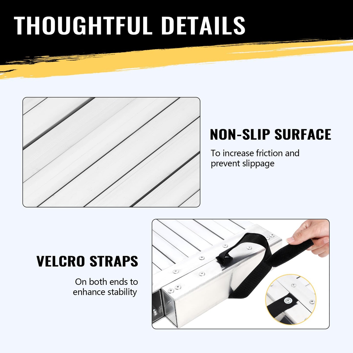Aluminum Telescoping Work Plank 6-9 ft, 440 LBS Capacity, Adjustable Extension Work Platform, Non-Slip Textured Scaffolding Plank, Lightweight Ladder Board for Painting, Roofing