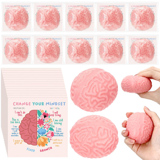 Hollowfly 72 Set Growth Mindset Gift Brain Stress Balls Bulk with Motivational Cards Back to School Stress Balls Gifts Funny Relief Toy for Students Classroom Employee Appreciation for Coworker