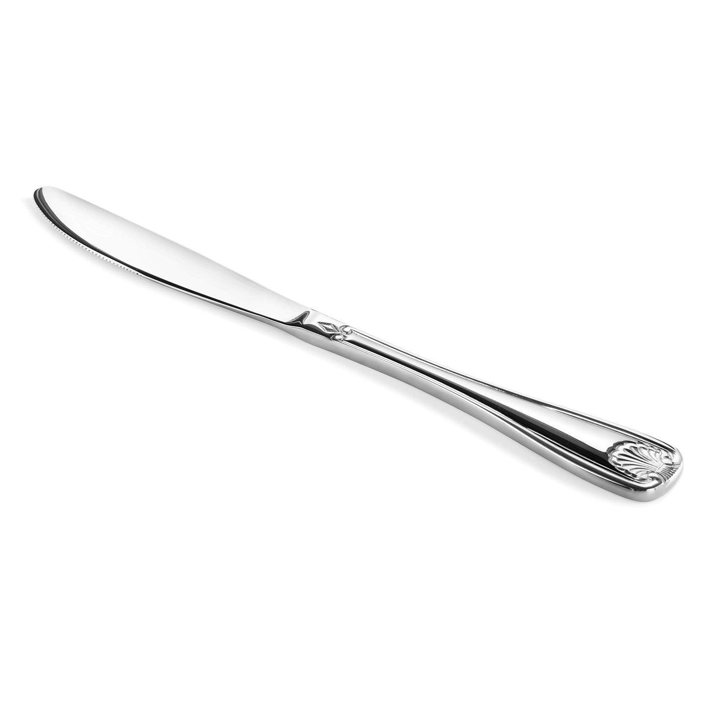 New Star Foodservice Shell Pattern 18/0 Stainless Steel Dinner Knife, 8.6-Inch, Set of 12, Commercial Grade