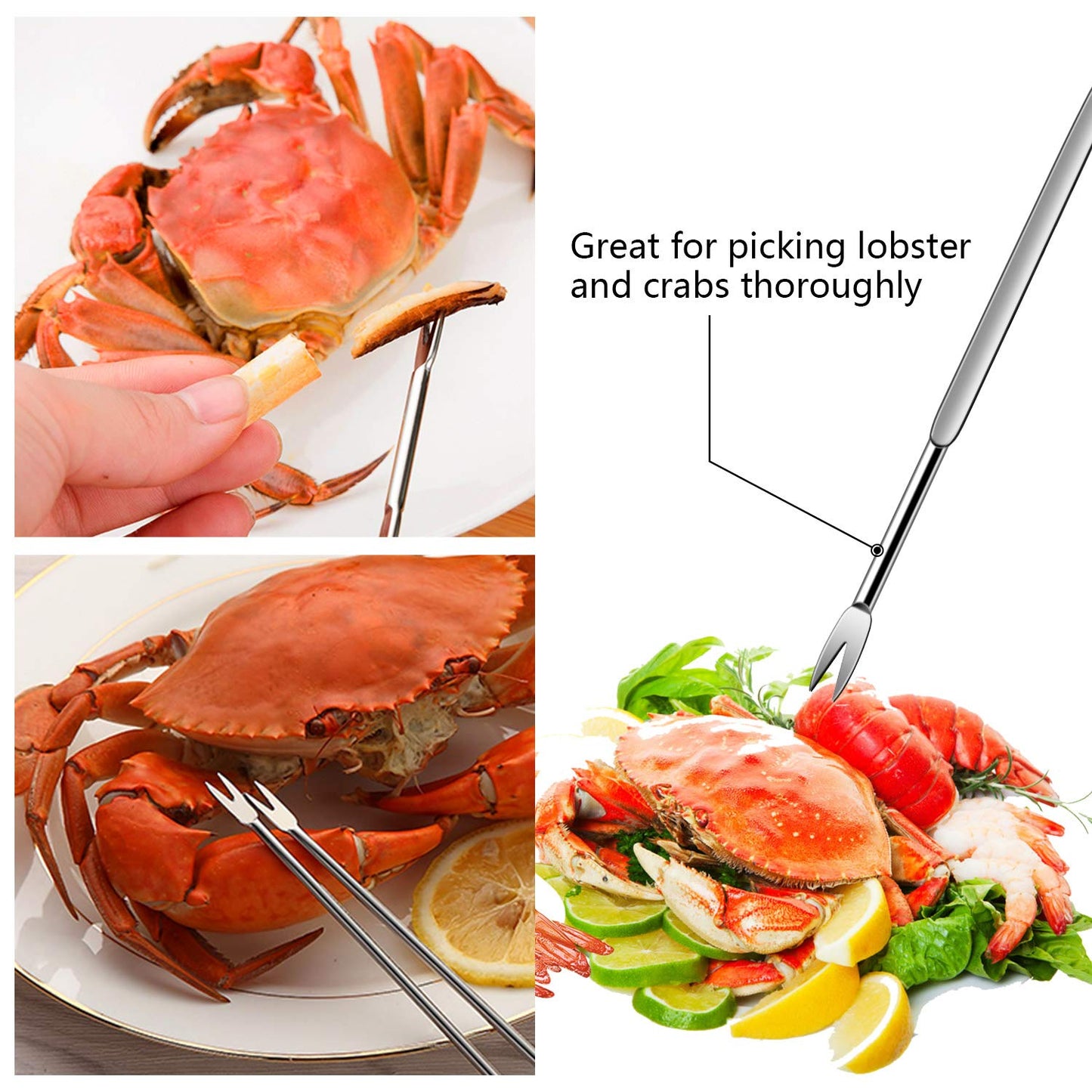 20 Pcs Seafood Tools Set - Crab Lobster Crackers Stainless Steel Forks Opener Shellfish Lobster Crab Leg Sheller Seafood Scissors,2Set