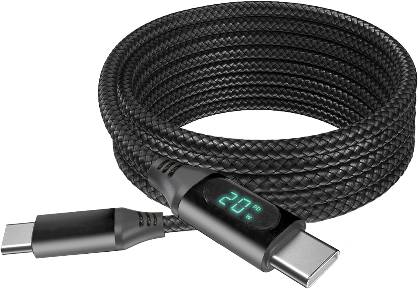 BoxWave TIMMKOO Q3E MP3 (6ft) (100W), Cable Compatible with Player - PowerDisplay PD Cable - USB-C to USB-C LED Wattage
