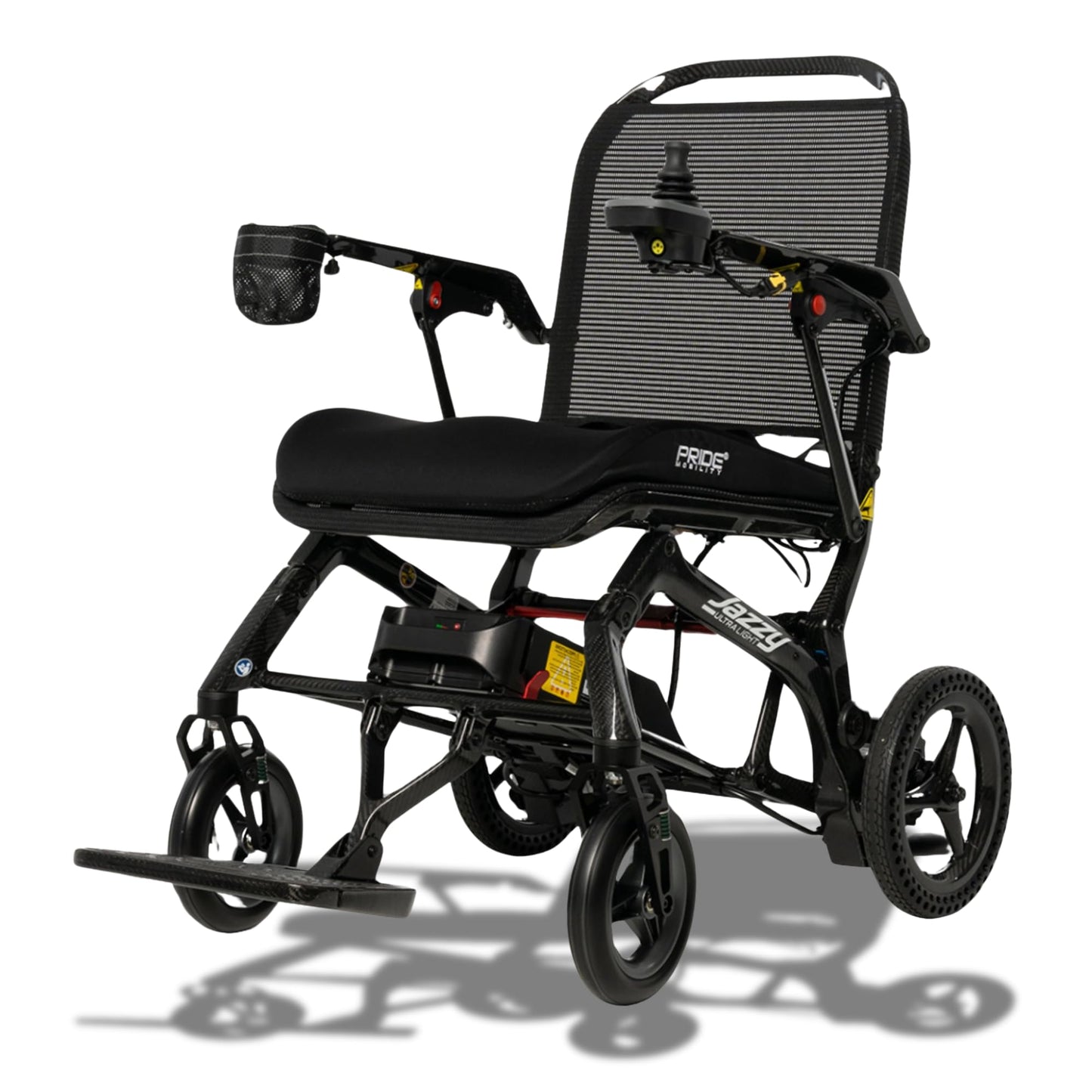 Pride Mobility Jazzy Ultra Light Folding Travel Power Chair - 300 lbs Capacity, 3.69 mph, Lightweight Foldable Electric Wheelchair for Travel Seniors, Adults – 10Ah Airline-Approved Battery (Black)