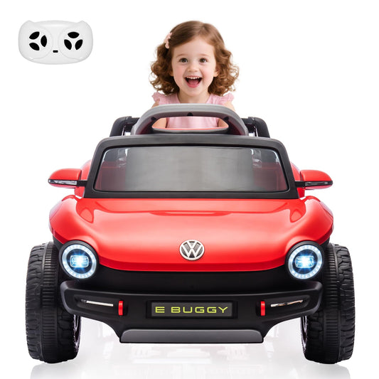 GarveeLife 12V Kids Ride On Car Licensed Volkswagen Beetle Electric Ride On Toy for Toddlers 4 Wheeler Vehicle with Parental Remote, Battery Level Display, LED Lights, USB, Horn, Music, Red