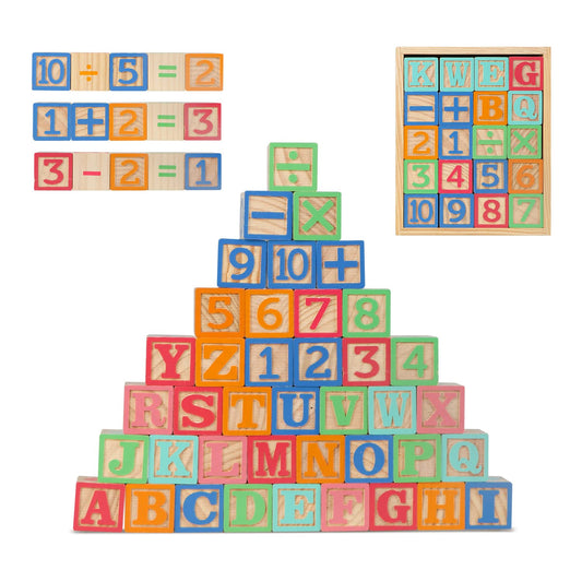 Joqutoys ABC Wooden Building Blocks for Toddlers 3 Large, 40 PCS Alphabet & Number Stacking Blocks with Storage Tray, Montessori Educational Learning Toys for Boys Girls Kids Gifts 1.65"