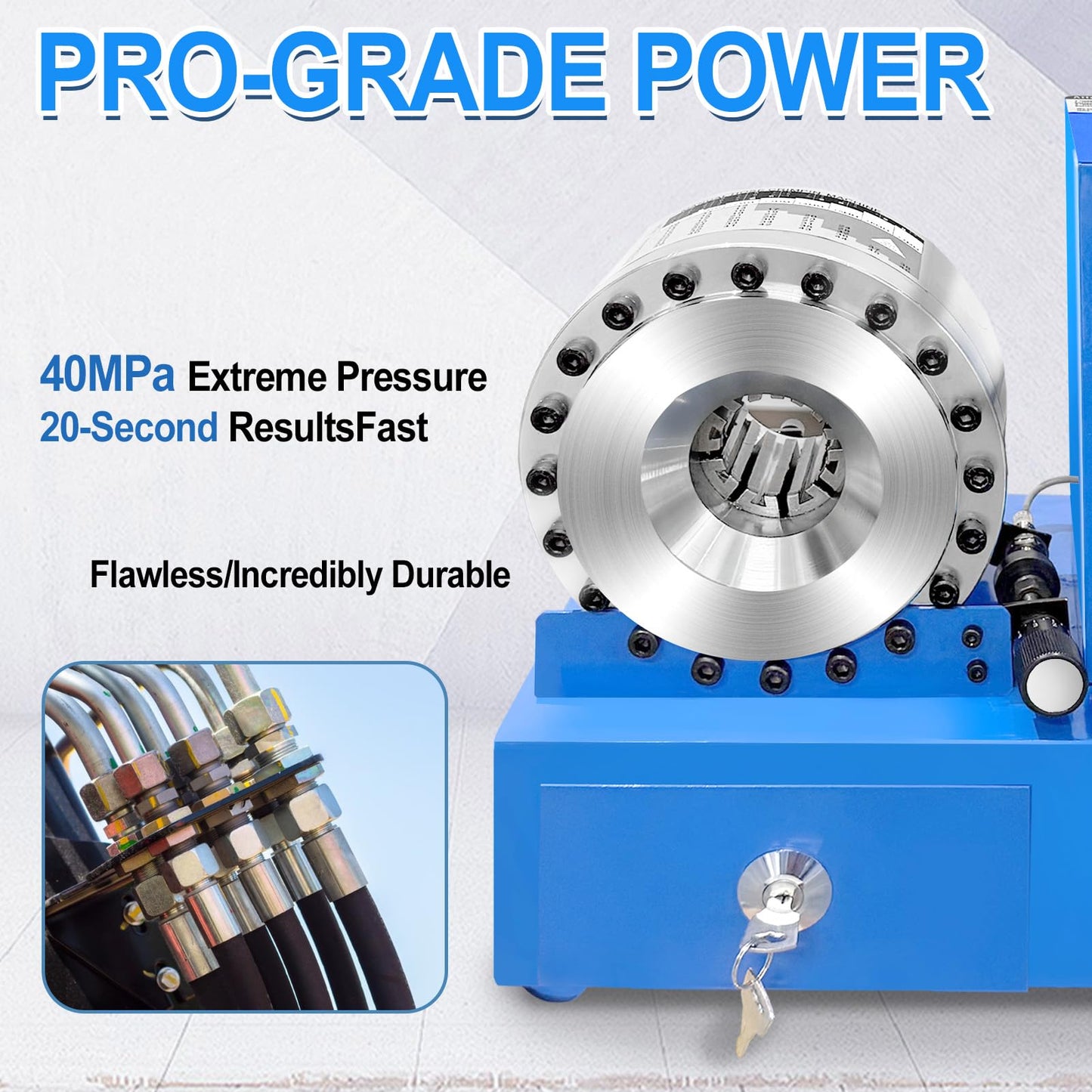 Electric Hydraulic Hose Crimper with 8 Dies, Portable Crimping Machine for1/4" to 1" Hose, High Pressure Electric Crimping Tool for Automotive, Excavators, AC Lines, Agricultural Equipment
