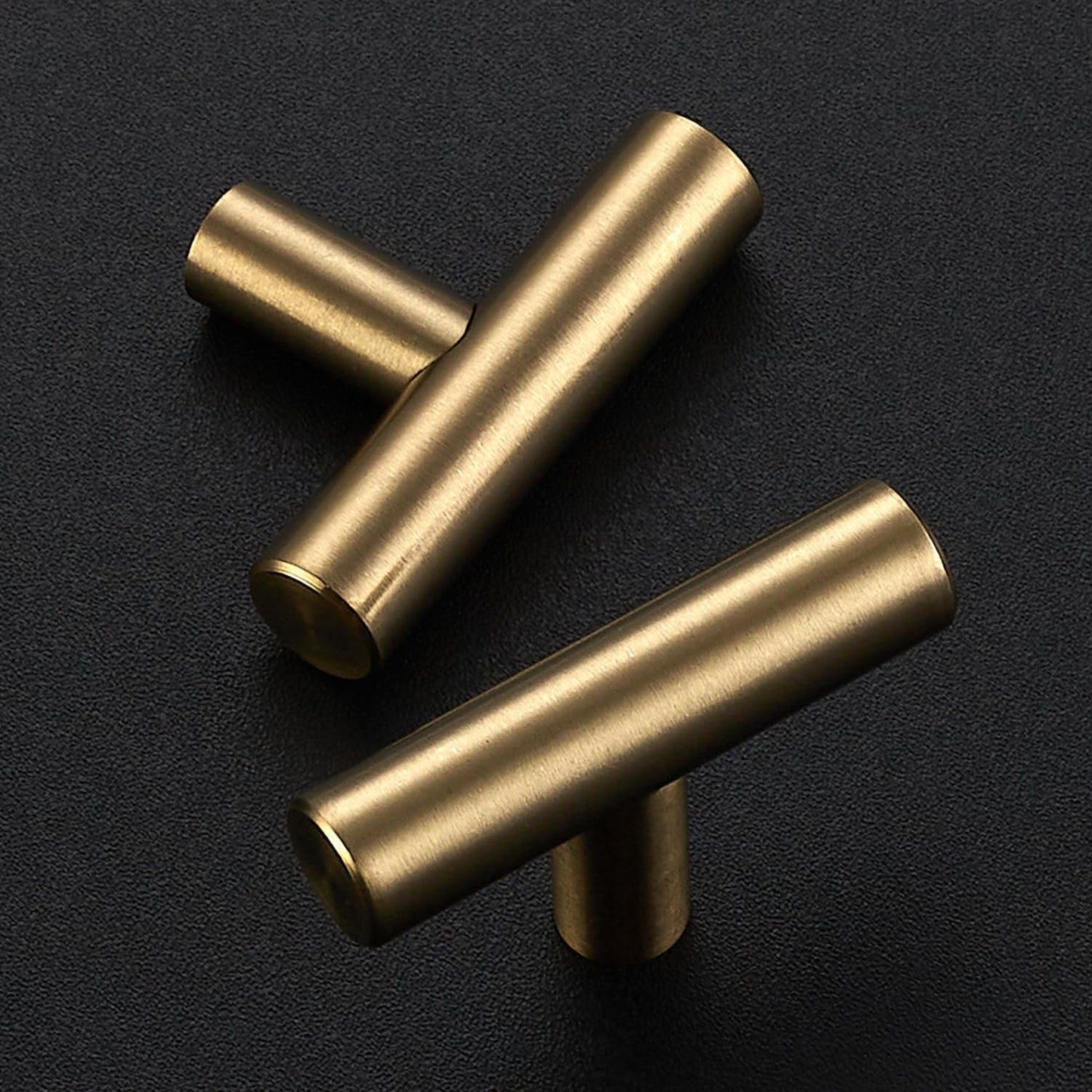 Ravinte 10 Pack Kitchen Cabinet Handles Champagne Bronze Single Hole Stainless Steel Pulls for Dresser Drawer Cupboard Handles with Screwdriver, 2 Inch Length