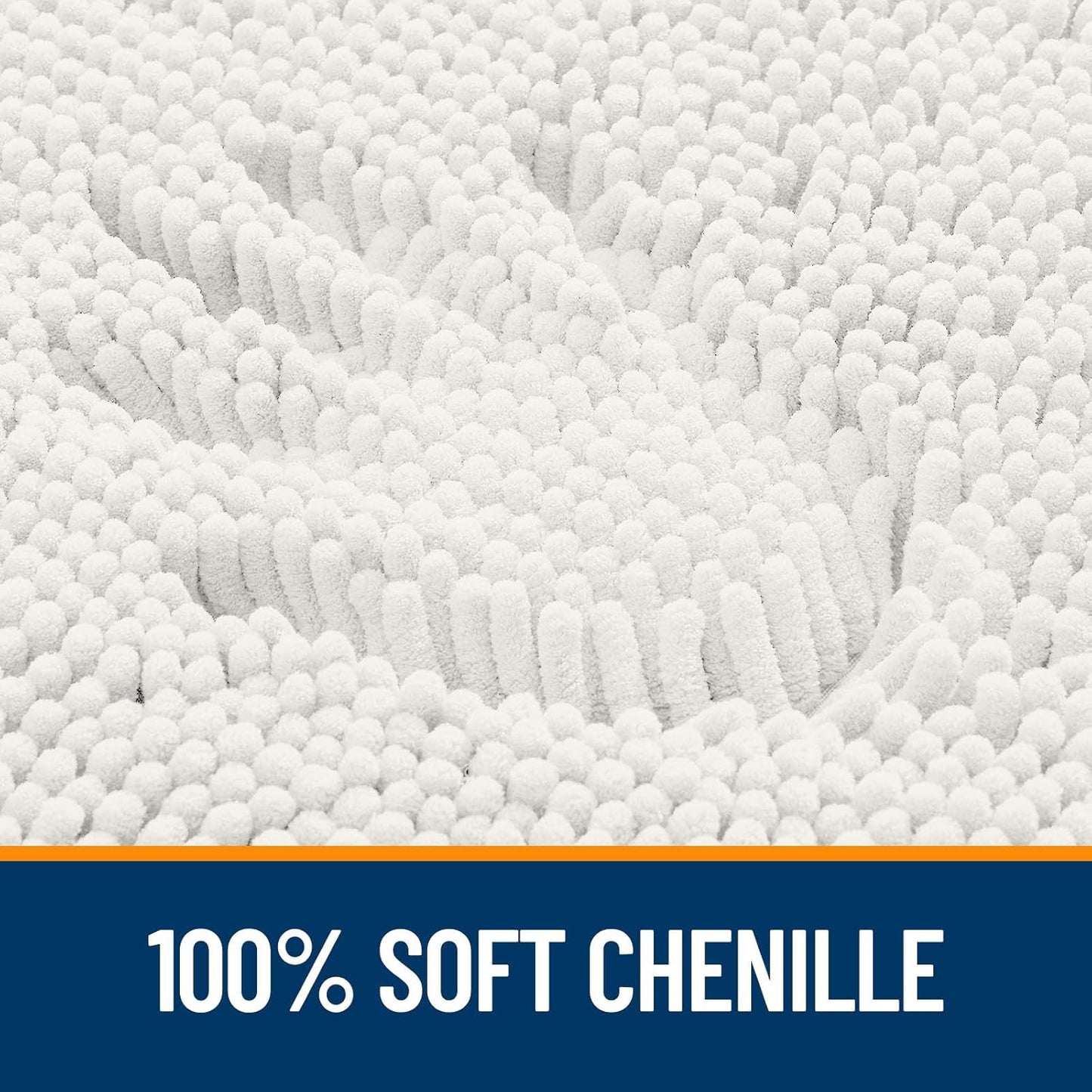 OLANLY Bathroom Rugs - Extra Soft Chenille Bath Mats | Quick-Dry, Machine Washable, Ivory 34x21
