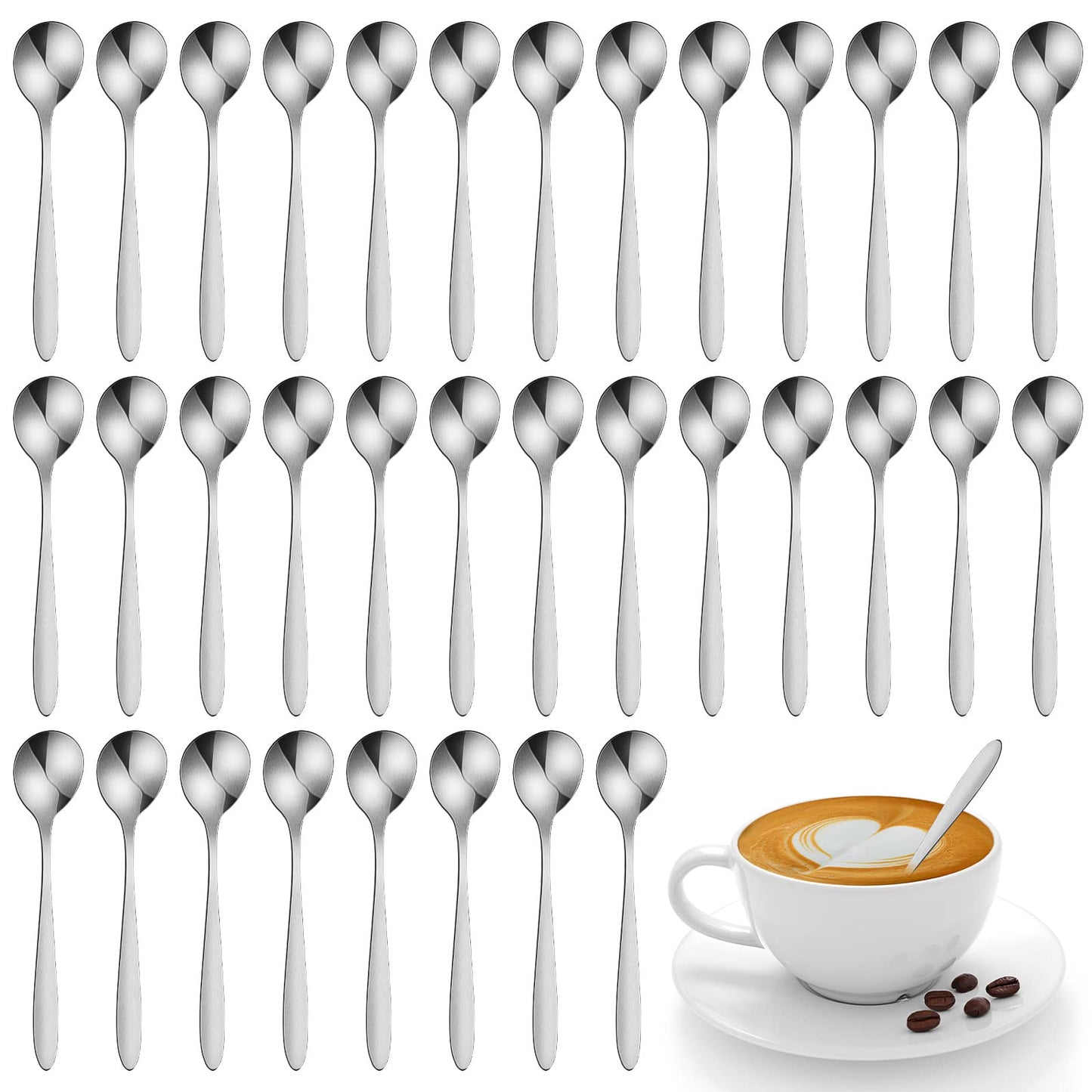 Yinkin 50 Pcs Demitasse Espresso Spoons 4.92" Stainless Steel Tablespoons Metal Dessert Spoons for Appetizer Sugar Ice Cream for Home Restaurant Kitchen,Mirror Polished,Dishwasher Safe