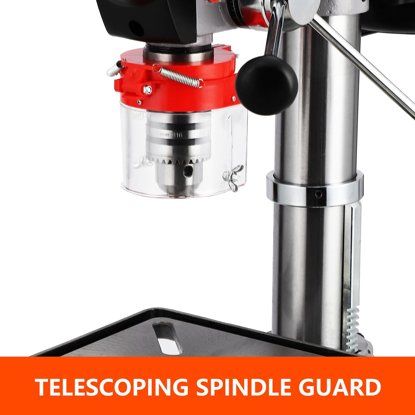 13 in Benchtop Drill Press, 7.5 Amp 120V, 288-3084 RPM Variable Speed Cast Iron Bench Drill Press, 0-45° Tilting Worktable, Tabletop Drilling Machine for Wood Metal