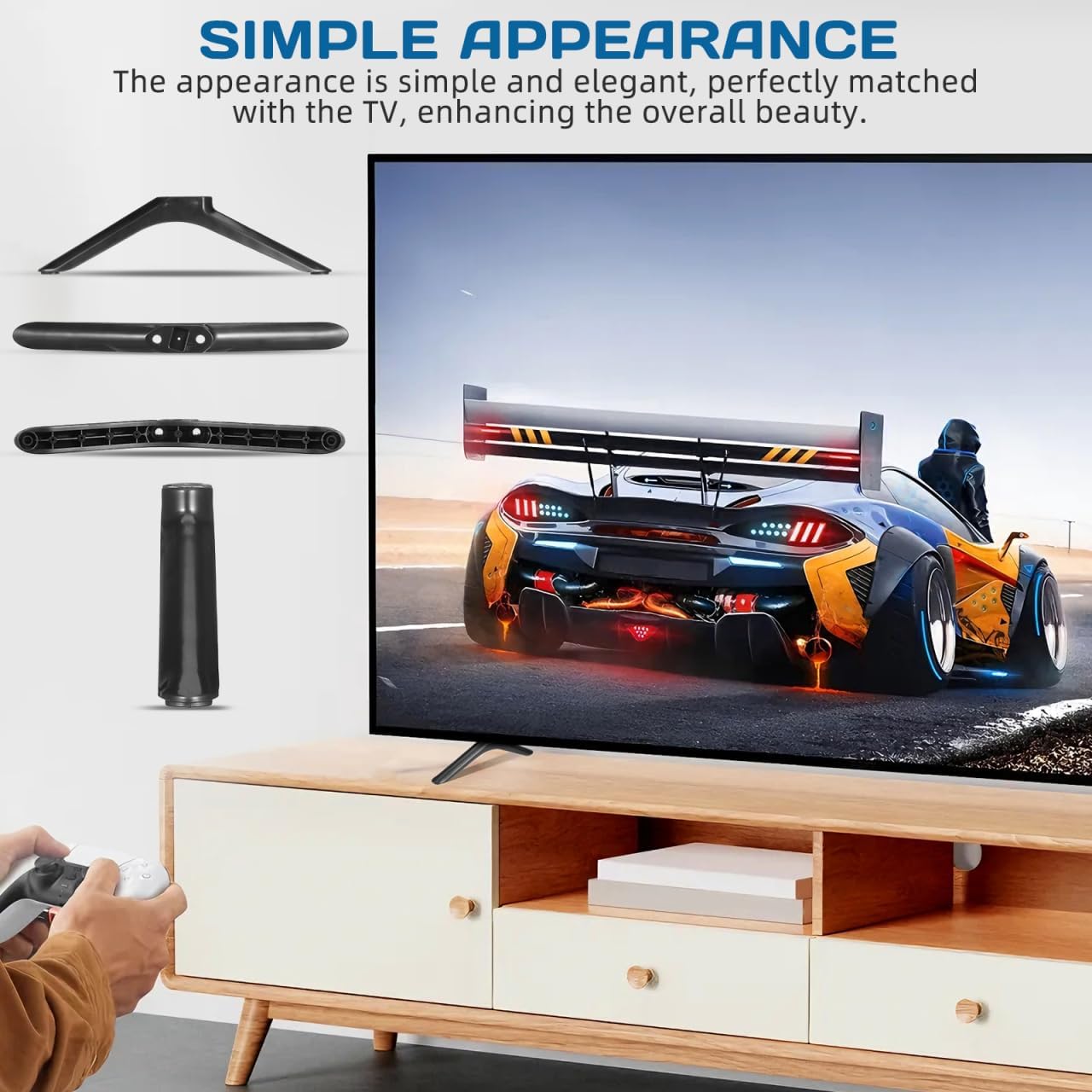32 Inch Cabilock Universal Tv Stand Replacement Legs with Screws Non-Slip Base for Tvs LCD Led Smart Tv Pedestal Mount