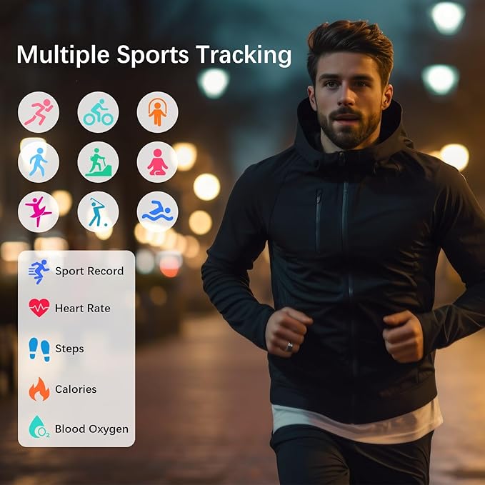 Smart Health Rings for Women Men, Fitness Tracker with Heart Rate, Blood Oxygen, HRV, Sleep Tracker, Step Tracker, No Subscription Fee, IP68 Waterproof Smart Ring for iphone & Android (Black 14#)