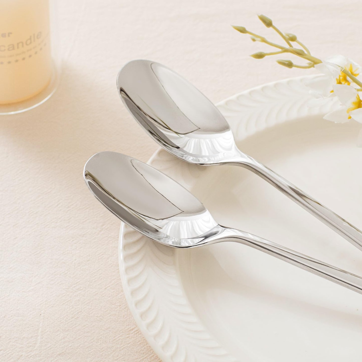 KINGSTONE Dinner Spoon Set, 16-Piece Tablespoons Silverware Spoons, Premium Food Grade Stainless Steel Spoons, Mirror Finish & Dishwasher Safe, Use for Kitchen, Home, Wedding, Party
