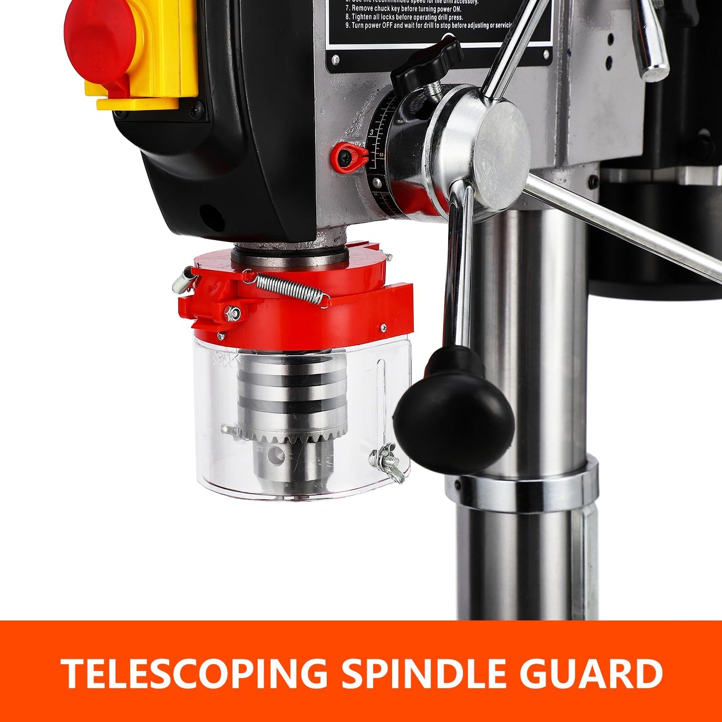 Garvee 15 in Floor Drill Press, 7.5 Amp 120V Pure Copper Motor, 288-3084 RPM Variable Speed Cast Iron Bench Drill Press, 0-45° Tilting Worktable, Tabletop Drilling Machine for Wood Metal