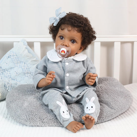 WOOROY Reborn Baby Dolls Girl Black - 20 Inch Realistic Baby Doll African American, Newborn Lifelike Real Life Girl Soft Cloth Body, Gift Set with Accessories for Kids Aged 3+