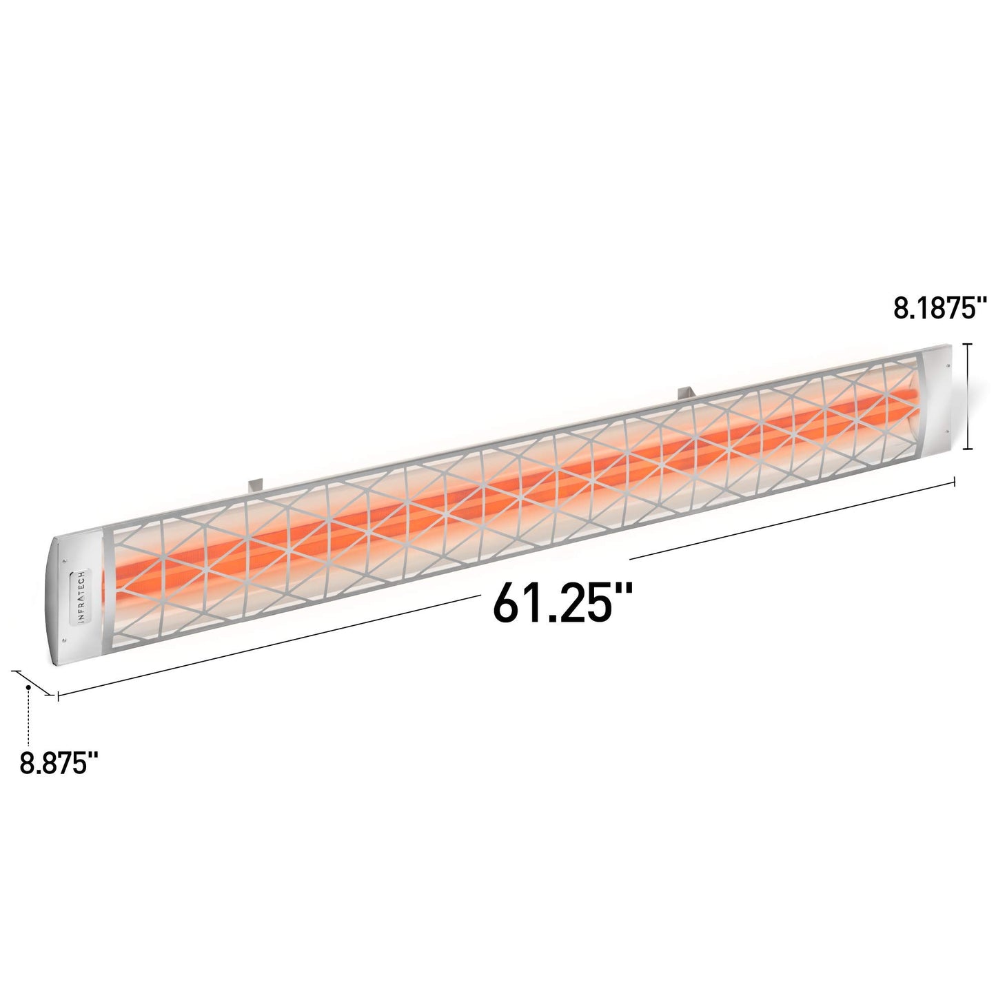 Infratech CD-6024 Stainless Steel 61.25” Dual Element Heater 6000 Watt 240 Volt with Stainless Steel Contemporary Fascia