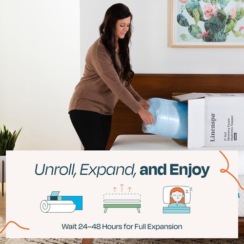 Linenspa Gel Infused Memory Foam Mattress Topper - 3 Inch Ventilated & Washable Cover | Full XL