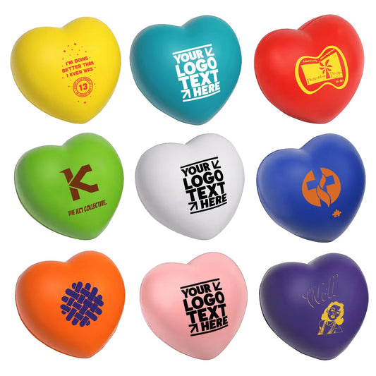 50 Sets of Custom Stress Relief Foam Balls with Logo, Bulk Heart Shape Personalized Foam Balls, Anxiety Stress Relief Stress, Perfect for Office, Travel or Home