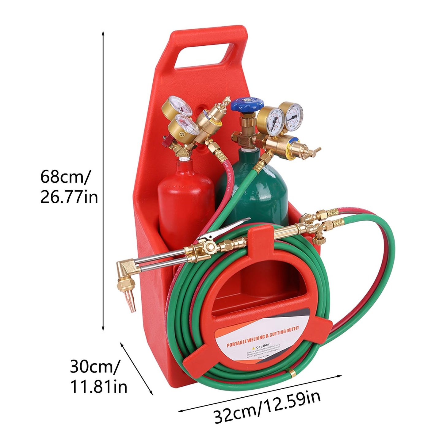 Oxyacetylene Torch Kit - Portable Welding Cutting Torch Kit with Gauges & Long Brass Nozzle, Oxy Acetylene Tanks, Regulators & Hoses, Oxy Acetylene Torch Set with Cutting Torches (US Fast Arrival)
