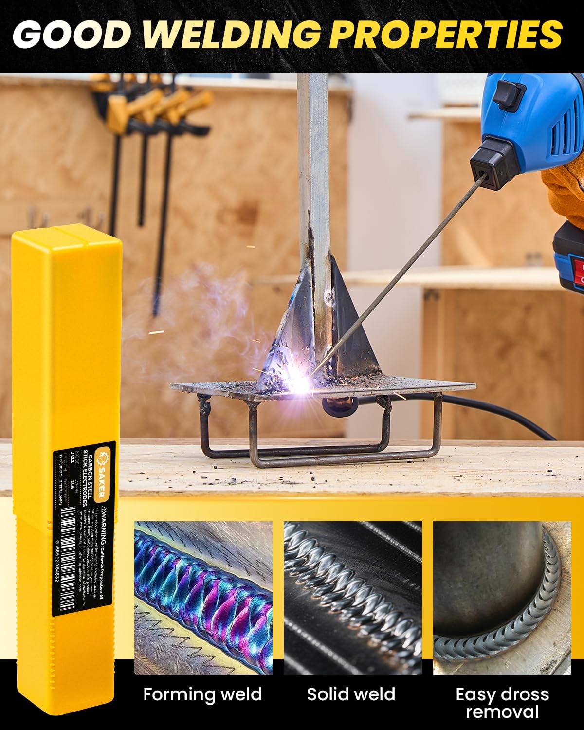 Saker Portable Welding Machine (Orange) - Saker E6013 Welding Rod 3/32'' 2-Pound