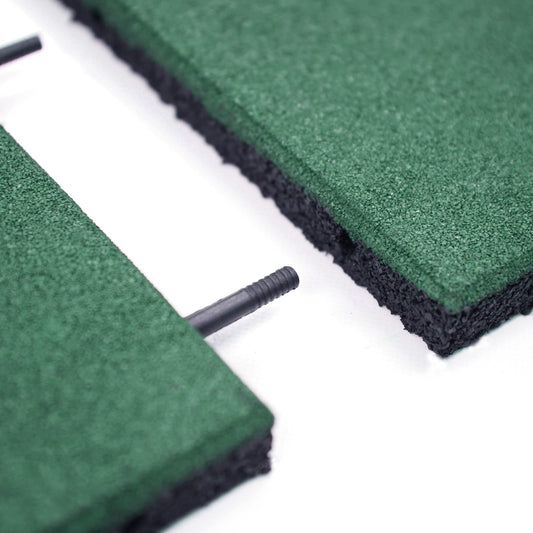 RevTime Easy DIY Interlocking Outdoor Rubber Tiles 20" x 20" x 1” Thick for Playground Use, Outdoor Gym Floor, Sports Deck, Backyard Play Area, Safety Rubber Paver (Pack of 4) Green