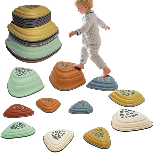 LilStones Kids Balance Stepping Stones Triangular 11PCS Non-Slip Toddler Stepping Stones for Ages 3-8 Years – Durable & Fully Rounded Edges