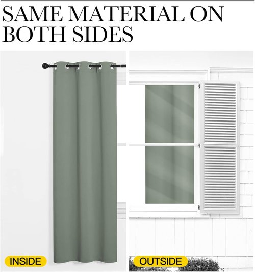 NICETOWN Blackout Curtain Panels - Thermal Insulated Draperies in Greyish Green | 55 x 68 Inches, 1 Pair