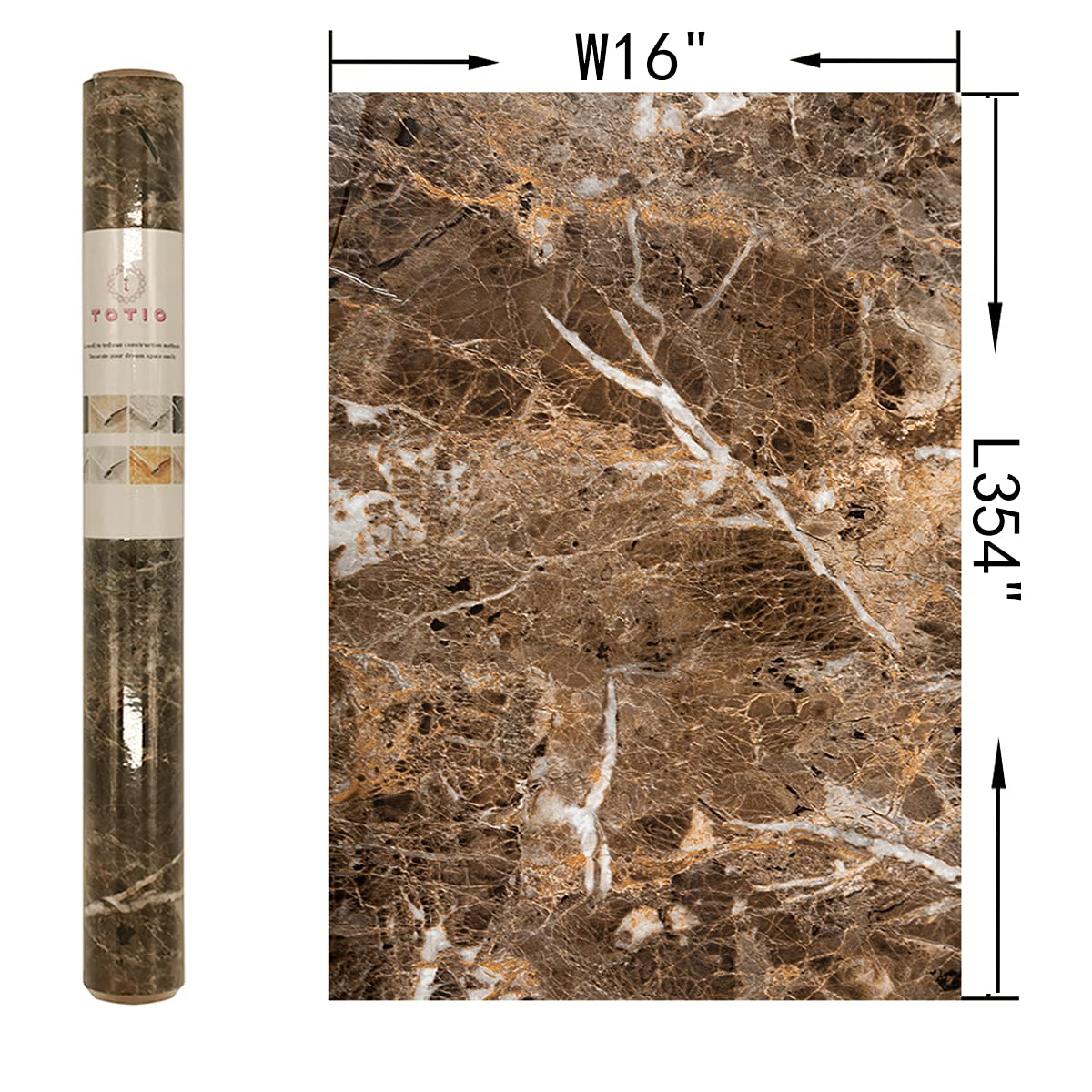 Brown Granite Wallpaper Peel Stick Matte Thick Marble Contact Paper for Countertop 16 x 354 inch Waterproof Oil Proof Self Adhesive Furniture Stickers Kitchen Counter Shelf Liner Wall Vinyl Decorative