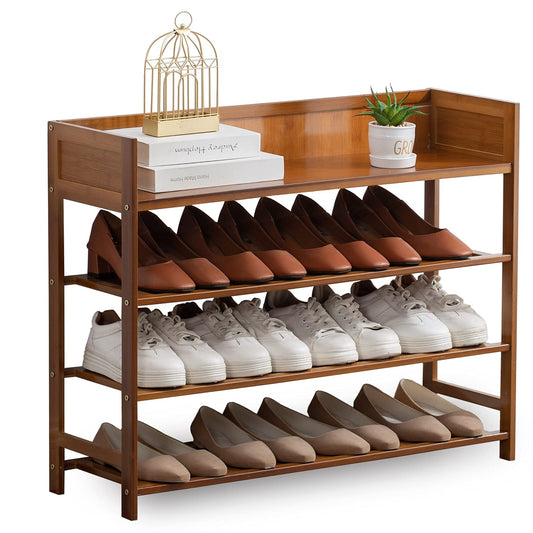 latifolia Bamboo Shoe Rack, 4-Tier Shoe Rack Organizer for Entryway, Living Room(Brown, 31.4''L)