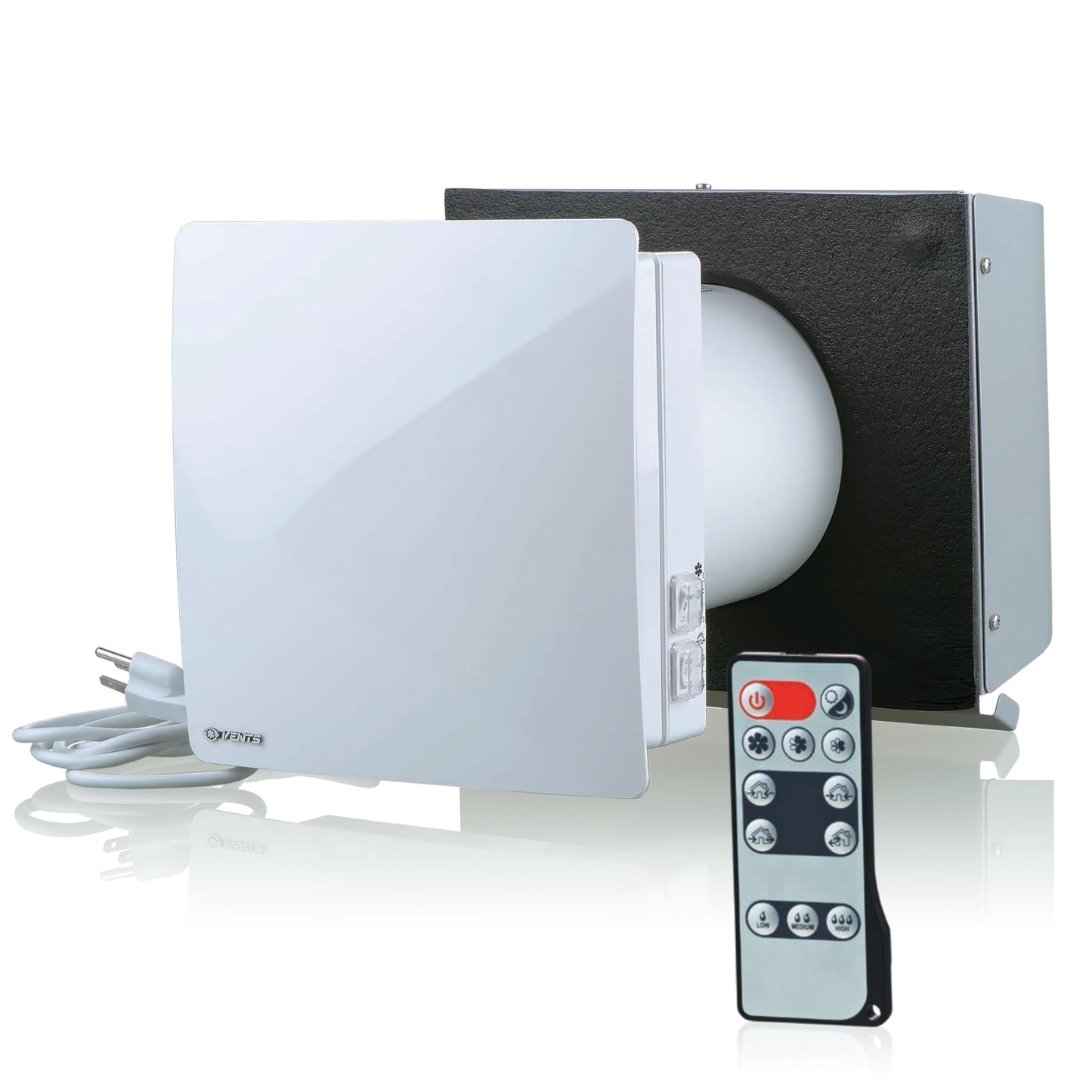 VENTS-US TwinFresh Comfo RB1-50-2 - Ductless ERV Through-the-Wall Single Room Ventilation Fan, 30 CFM, Energy Recovery Ventilator with Remote Control and Humidity Sensor