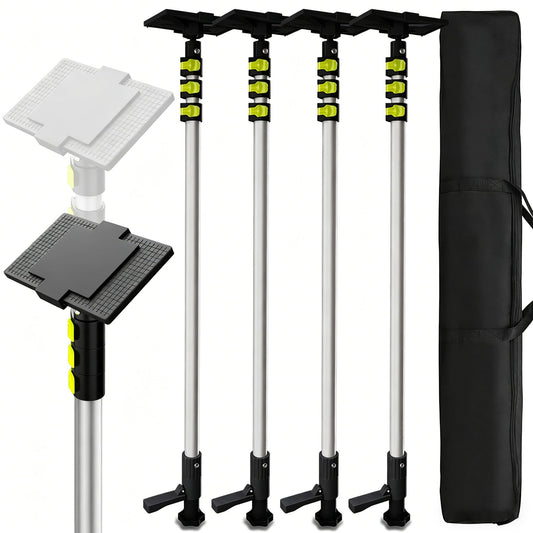 10FT Dust Barrier Poles, Foot-Pedal Spring-Release, 4-Pack Lightweight Aluminum Zipper Wall Telescoping Poles for Temporary Dust Barrier System, Construction & Home Renovation, with Carry Bag