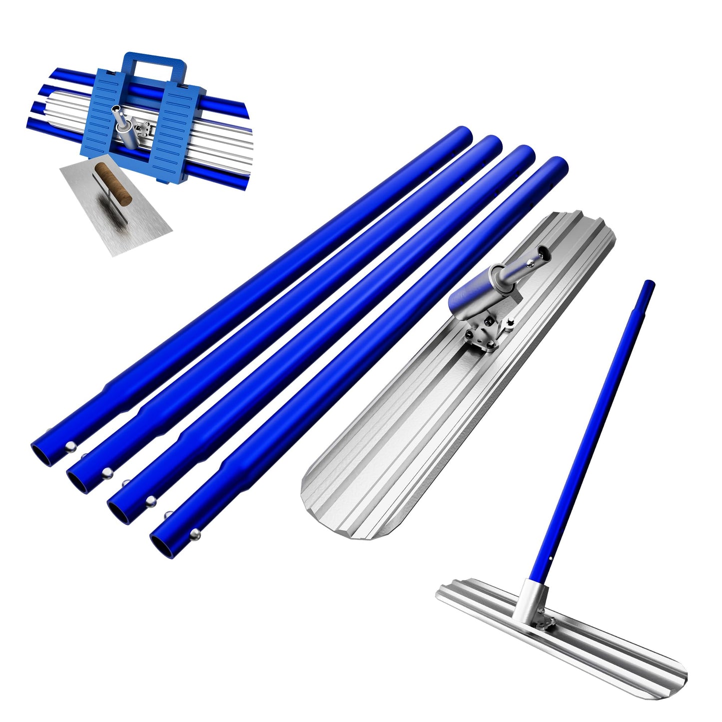 Bull Float Concrete Tools,48’’×8’’ Magnesium Aluminum Alloy Concrete Float with 4 Combinable Handles,Concrete Bull Float with Carrying Toolbox,Trowel,Concrete Bull Float Kit for Concrete Finishing