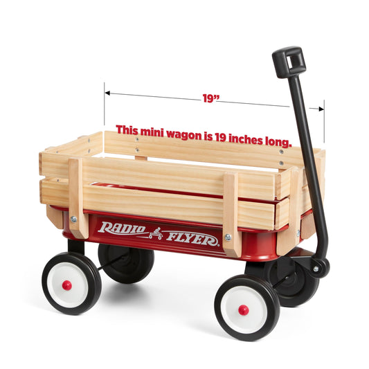Radio Flyer Mini Steel and Wood Wagon for Kids, 19" Toy Wagon for Kids Aged 1.5+, Play-Size Version of the Classic, Durable Rolling Wheels, Working Handle, for Toys, Crafts & Gift Displays
