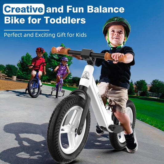 Ridego 12 Inch Balance Bike for Kids 2-4 Year Old,Lightweight Kids Bike with Adjustable Seat, Toddler Bike with Air Rubber Tires，Ride-on Toys Birthday Gift