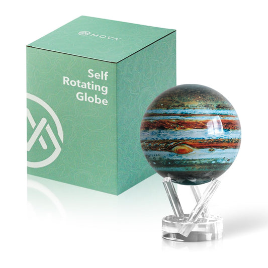 MOVA Globe - Jupiter Classic (4.5") | Solar-Powered Rotating Planet Display for Desk or Shelf | No Batteries or Wires | Floating-Style Space Decor