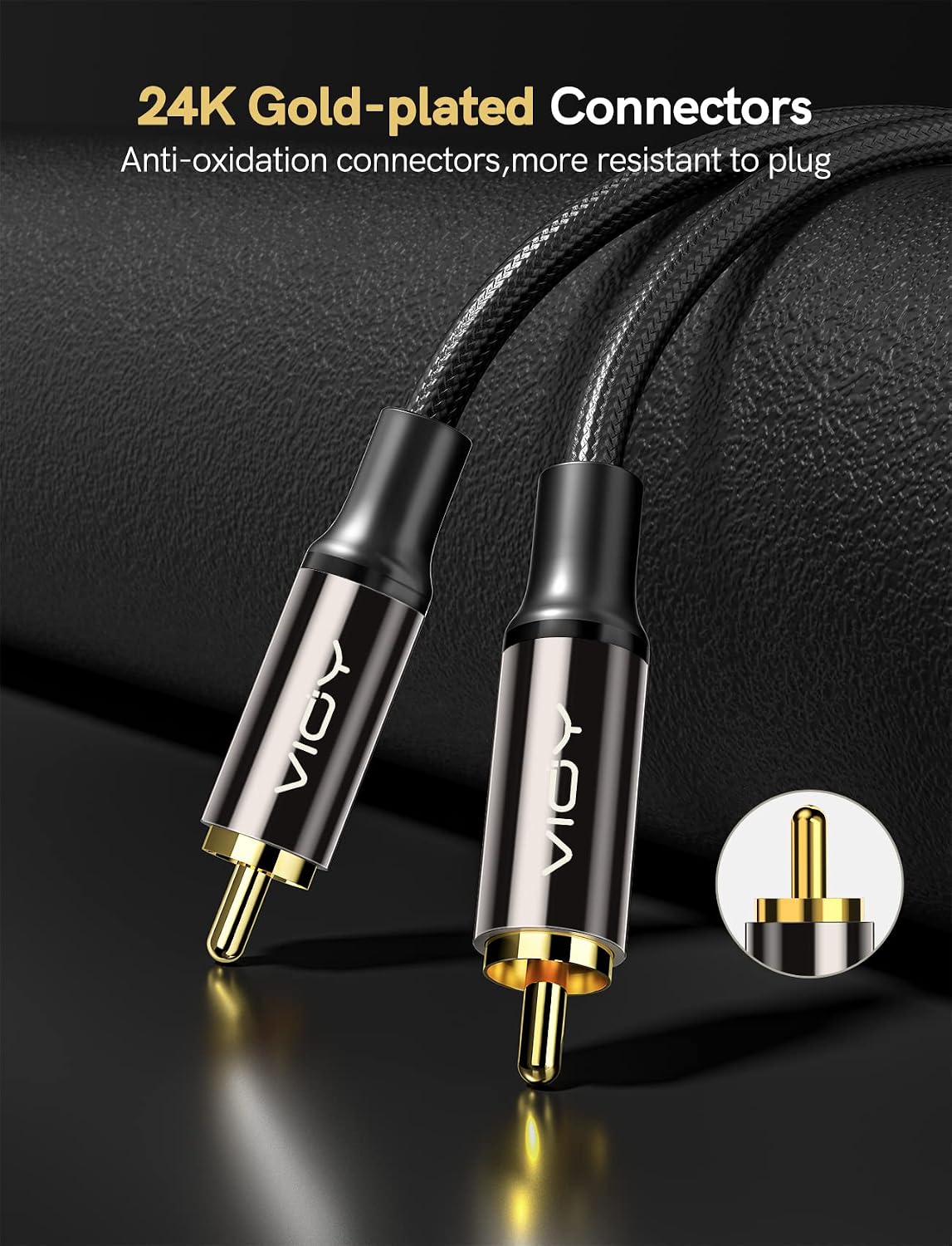 (3.3 ft/1 5.1 VIOY Coaxial Digital Audio Cable M)-[Gold-Plated & Braided]-Subwoofer Cable RCA Male to Male HiFi SPDIF