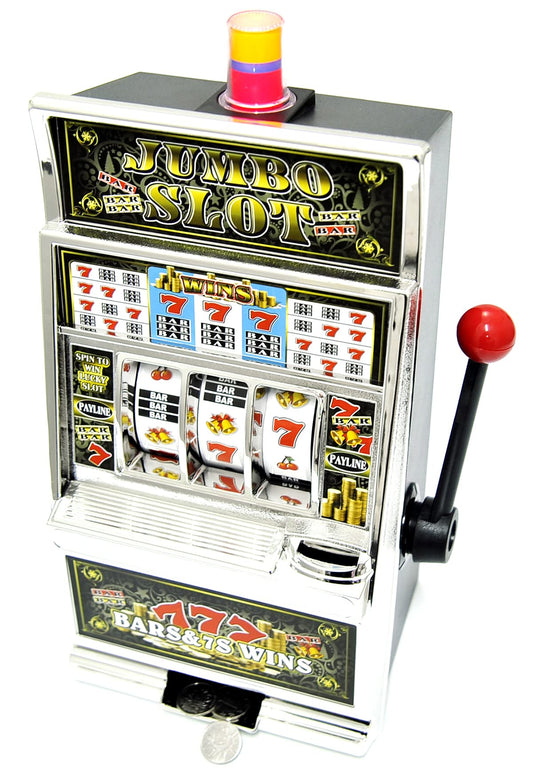 PowerTRC Jumbo Slot Machine Coin Bank | Casino Toy Slots Piggy Bank | Flashing Lights and Jackpot Sounds