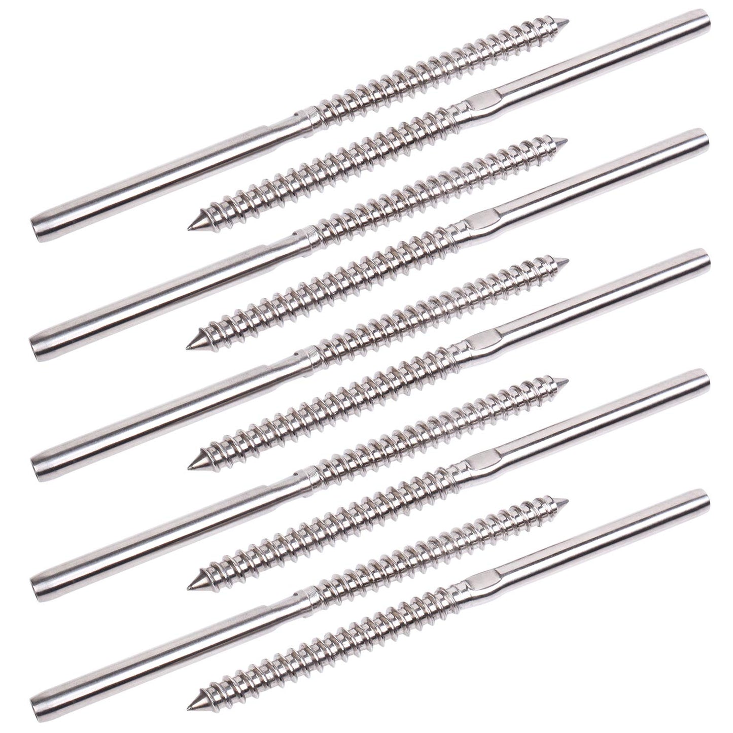 BLIKA 100 Pack T316 Stainless Steel Right&Left Handed Thread Swage Lag Screws for Wood Posts of 1/8" Deck Cable Railing Kit, Wire Railing Kit for Decks with Wrench, DIY Wood Baluster