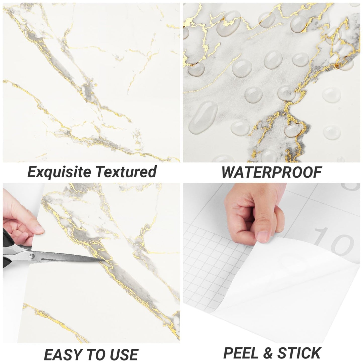 Decotalk White Marble Contact Paper for Countertops 17.7x120 Inch White and Gold Contact Paper Peel and Stick Countertop Contact Paper Waterproof White and Gold Marble Contact Paper Marble Wallpaper