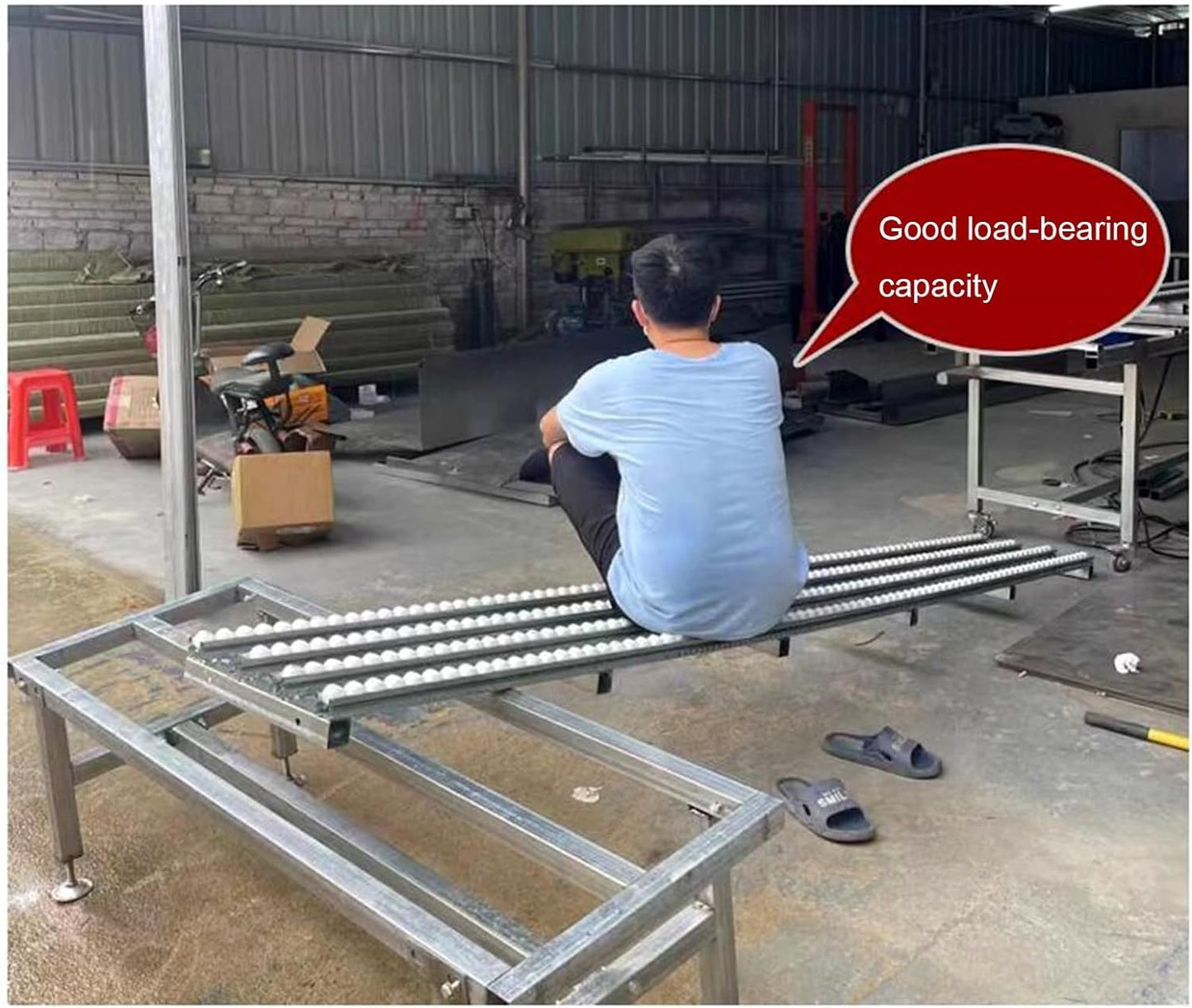 JIANSMZ Gravity Conveyor Stainless Steel Roller Stands，Light-Duty Gravity Conveyor,Unpowered Unloading Pulley for Freight Handling Warehouses Delivery Unloading Roller(5-Slide,300cm Long)