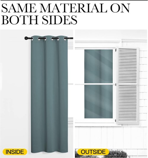NICETOWN Modern Blackout Curtains - Noise Reducing & Thermal Insulated Drape Panels | Greyish Blue, 2 Panels (W34 x L63-Inch)