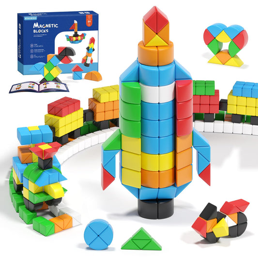 Hiwawind 84pcs Magnetic Blocks,Toys for 3 Year Old Boys & Girls, Sensory Toys for Kids with Autism, STEM Preschool Montessori Toys for Toddlers 3-5, Christmas Toys Birthday Gifts for Grandkids
