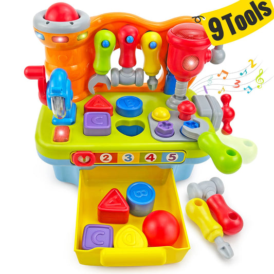 SunnyPal Toys for 1 Year Old Boy Birthday Gift, 9 in 1 Multifunction Music Workbench Learning Toy for Toddlers 1-3, Baby Toys 12-18 Months with Early Educational Sound Shape, Easter Basket Stuffers