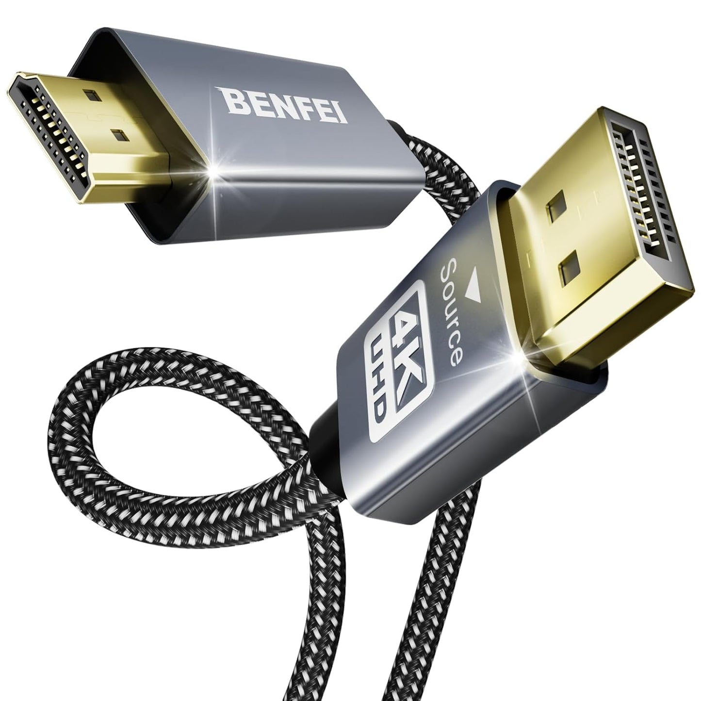 4K 3 1.2 1.4 BENFEI DisplayPort to HDMI Feet Cable[Aluminum Shell, Nylon Braided], Uni-Directional DP Computer to HDMI